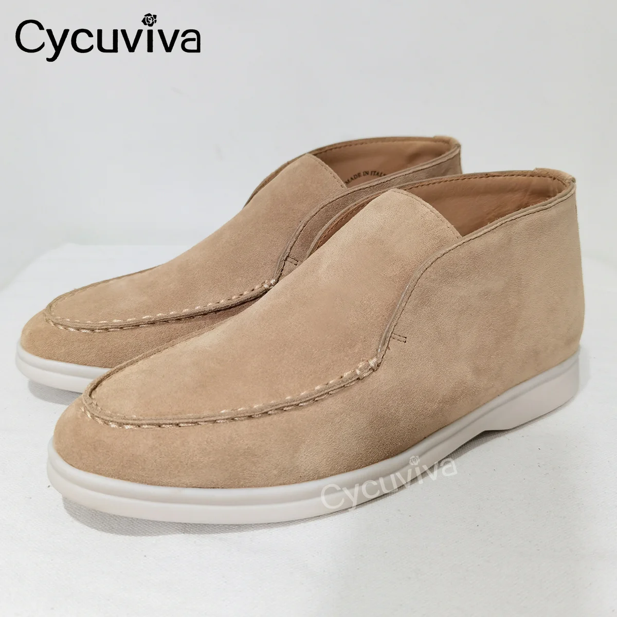 

JAWAKYE 2022 Penny Loafers Women High Top Nude Suede Flat Casual Shoes Woman Round Toe Slip On Loafers Summer Open Walk Shoes