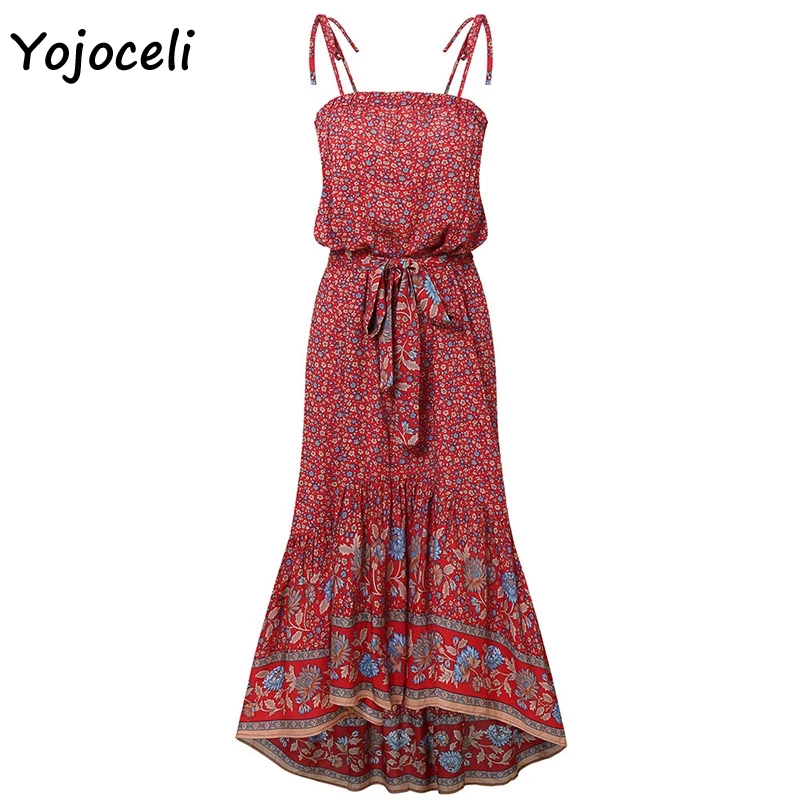 Yojoceli caftans стиль богемный Принт Сарафан для женщин свободный стиль лук миди платье для женщин vestidos