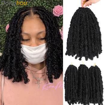 12 inches Real Butterfly Locs Crochet Hair Naturel 1B 613 Blonde 30 27Bug Synthetic Ombre Butterfly Distressed Locs Crochet Hair 1