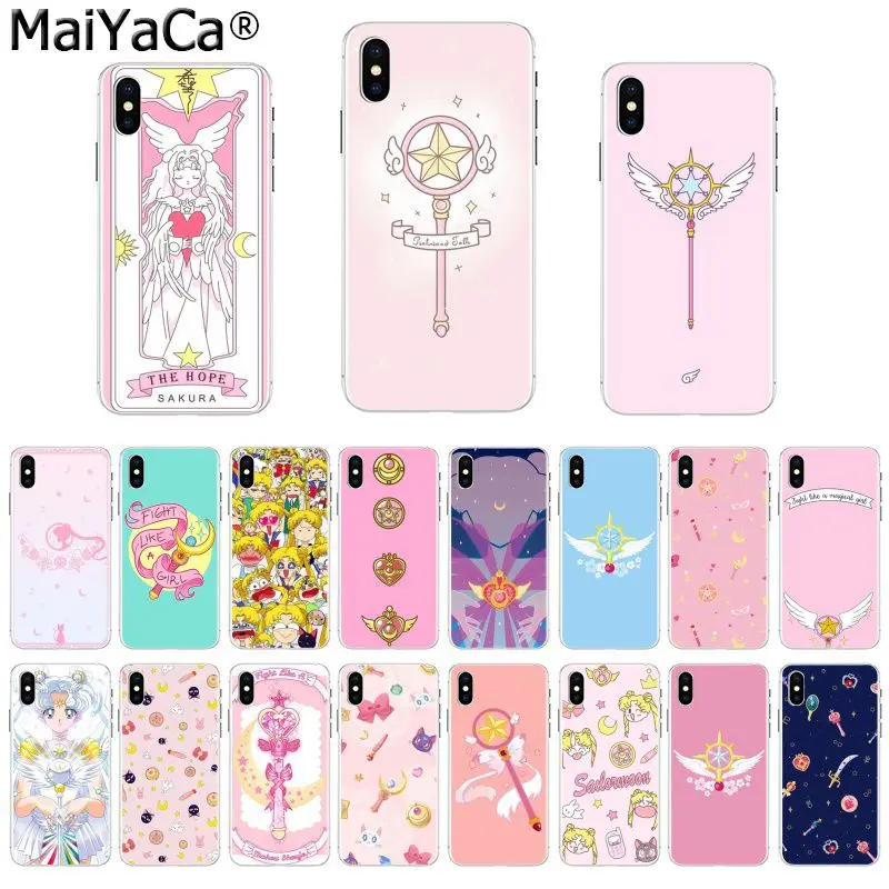

MaiYaCa Pink Japanese Anime Kawaii Sailor Moon Magic Wand TPU Phone Case for Apple iphone 11 pro 8 7 66S Plus X XS MAX 5S SE XR