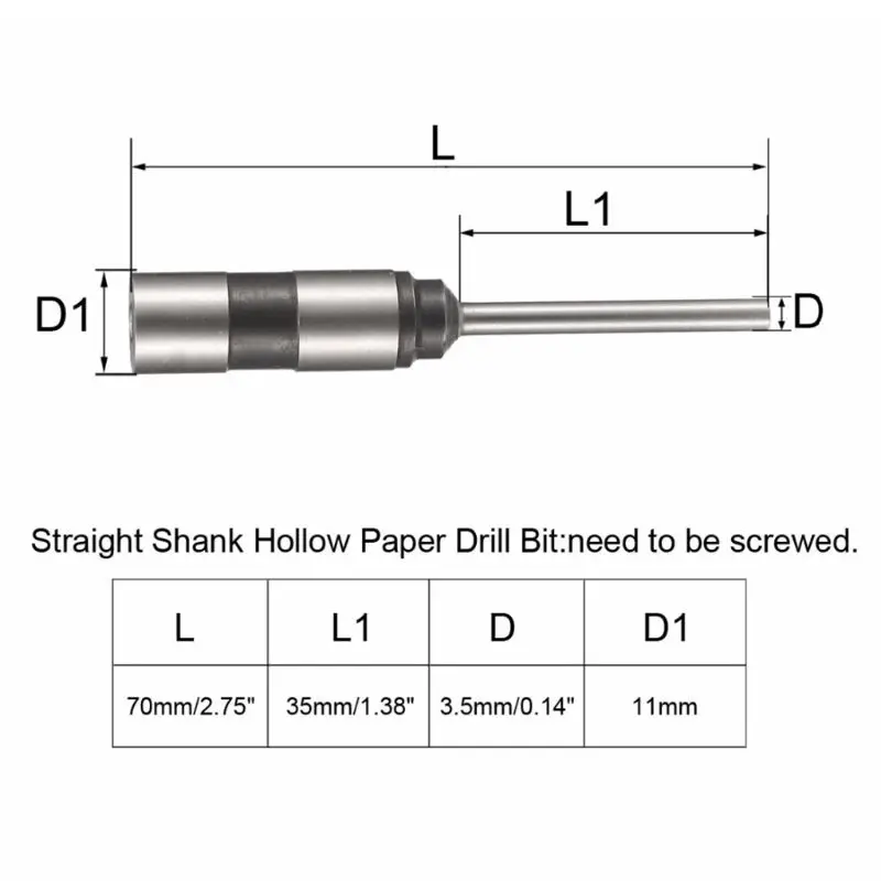 3.5MM-Straight Полое сверло для бумаги 2,5-8x65-75 мм для конического хвостовика Пробивной машины DIY бурения - Цвет: 3.5MM-Straight