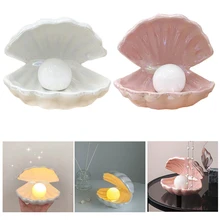 Ceramic Night Light Desktop Decoration Shell Light Jewelry Storage Decorations Bedside Table Lamp for Kids Nursery Bedroom
