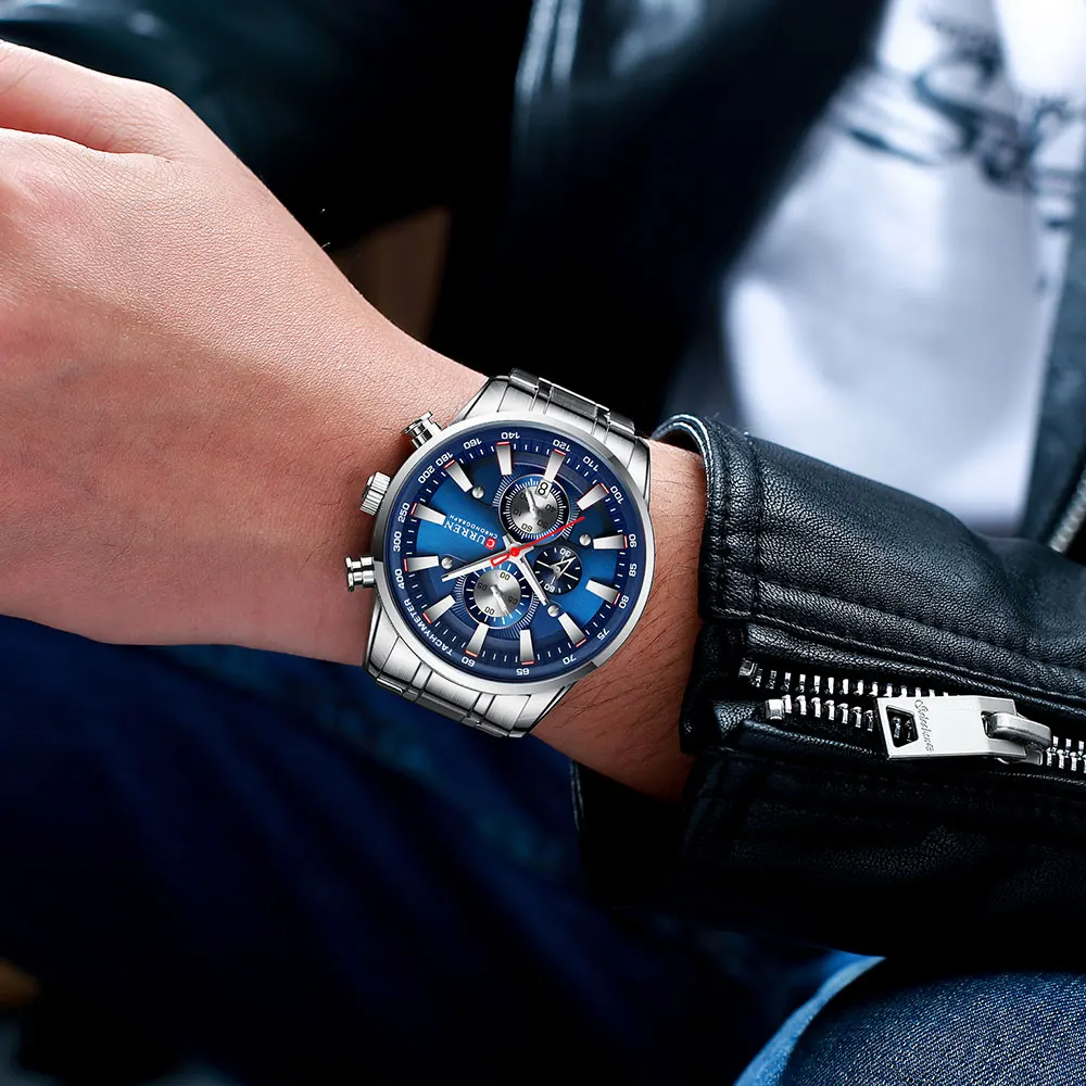Топ Моды хронограф кварцевые мужские часы CURREN нержавеющая сталь Дата наручные часы мужские светящиеся часы Relogio Masculino
