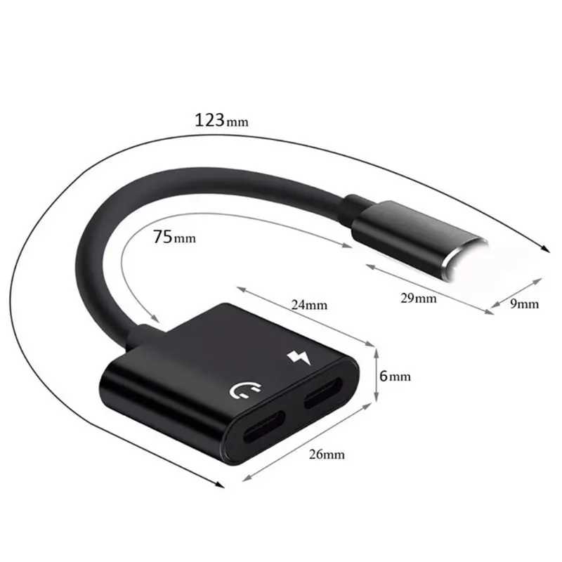 Адаптер 2 в 1 для iPhone 7 8 Plus X XS MAX Charge Splitter конвертер