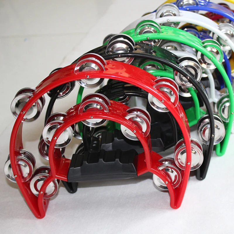 

1PC Tambourine Percussion with Compact Double Half Moon Music Instruction Tamborine Drum KTV Percussion Bells