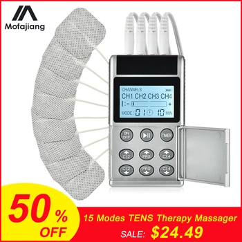 

TENS Massager 4 Output Electric EMS Nerve Muscle Stimulator Digital Pulse Body Device Electronic Low Frequency Physiotherapy