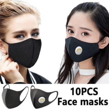 

10pcs Men Anti Cycling Face Mask Anti-pollen Washable Dustproof Reusable Outdoor Environment Mouth Mask Sponge Breathable Valve