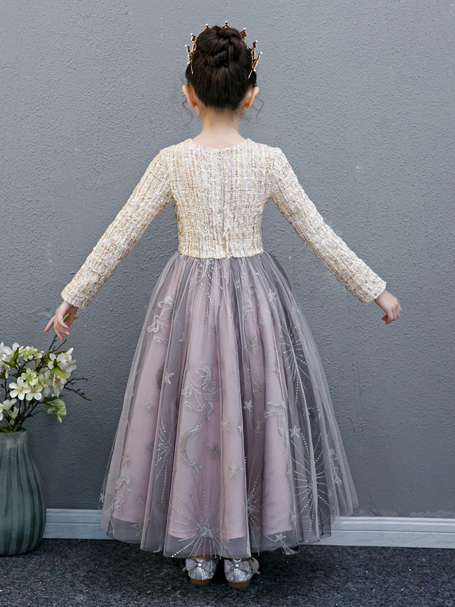 Big girl princess dress spring autumn Elegant Kid Girls Clothes Party wedding Pageant Long Dresses for Girl Evening Costume3-12Y