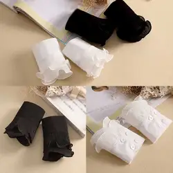 Detachable Shirt Pleated Flare Sleeve False Cuffs Solid Pleated Layered Decorative Women Clothing Accessory cuff Ruffle Sleeve