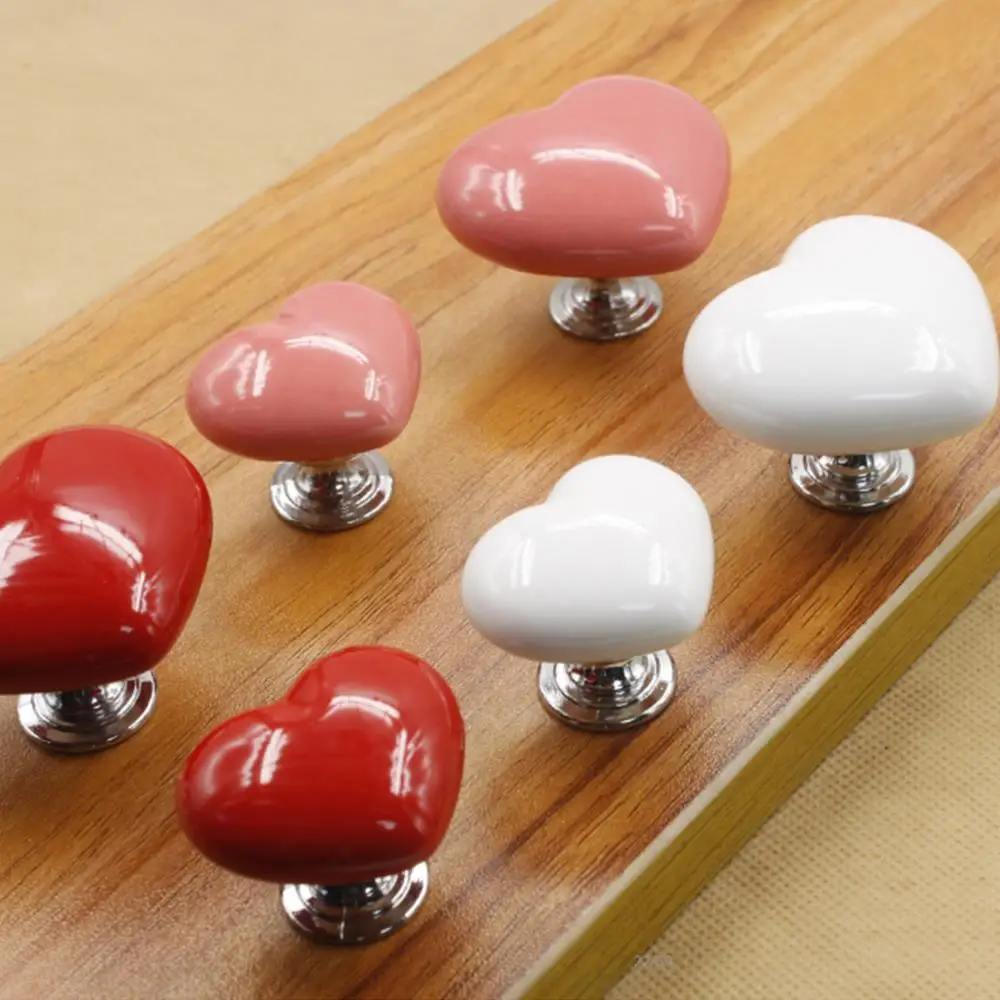 Doorknob Heart Shaped Kitchen Cabinet Decorate Handle Convenient Ceramics Wardrobe Bedroom Beautiful Economic Home Drawer Knobs