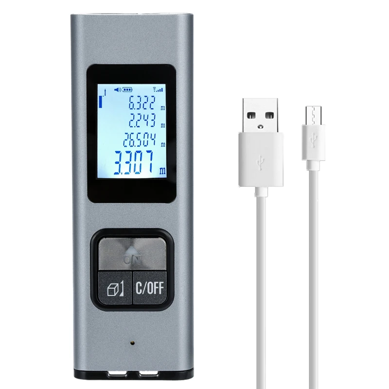 DANIU, серый, золотой, LS-X, интеллектуальный, 40 м, IP54, водонепроницаемый, ручной лазерный дальномер, USB, портативный, перезаряжаемый, лазерный дальномер