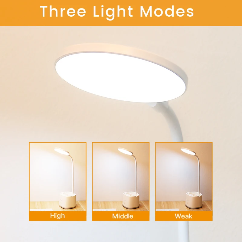  YAGE 3Modes Touch Dimmable Led Desk Lamp USB Rechargeable Adjustment for Children Kids Reading Stud
