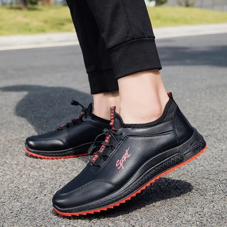 

Warm Trend Casual Sports Shoes Men's New Style plus Velvet Men Cotton-padded Shoes Men Casual Lace-up Anti-slip Leather Boots