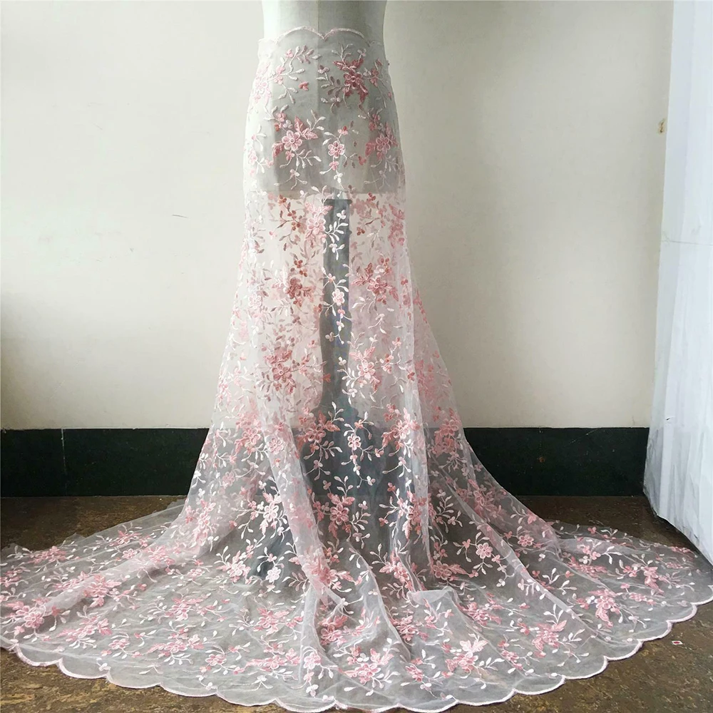 91*135 см Цветочная Вышивка Венеция нейлон + кружевная ткань сетка Сделай Сам