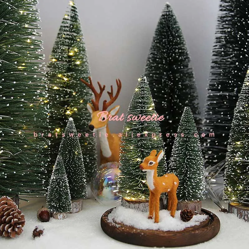 Wocpvm 24Pcs Sapin De Noël Artificiel Mini Sisal Arbres 4 Tailles Mini