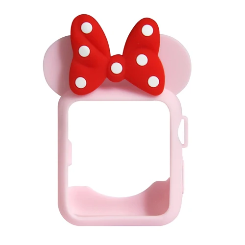 pink red case Силиконовый ремешок для Apple Watch band 38 42 40 44 мм Iwatch Series4 3 2 1 Женский Мягкий ТПУ чехол Микки защитный чехол - Цвет: pink red case