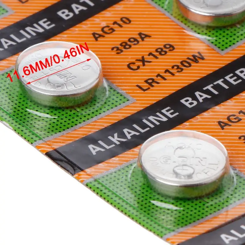 10PCS Button Coin Cell Battery AG10 1.5V Watch Batteries SR54 389 189 LR1130 SR1130 Toys Control Remote Drop Shipping