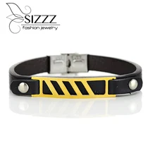 21,3 см длинный европейский и американский стиль кожаный браслет из нержавеющей стали геометрический браслет и браслеты для мужчин