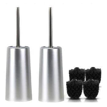 

Toilet Brush and Holder, Toilet Brush with Holder Anti-Rust, Toilet Brushes 2 Pack with 4 Brush Heads