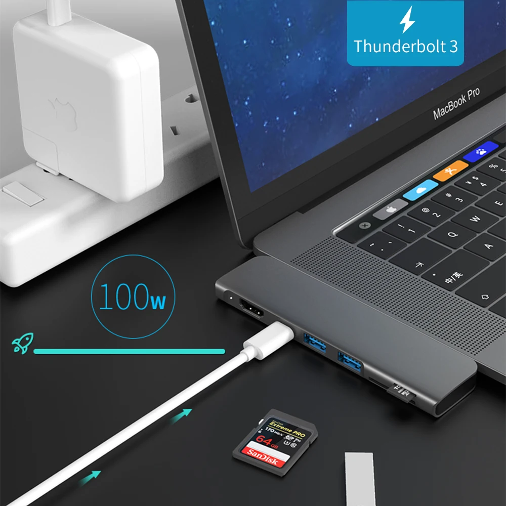 Hub Usb Tipo-c para Adaptador Hdmi 4k Thunderbolt Usb c 3.0 Slot para Leitor sd tf pd para Macbook Pro Air 20232023 Usb 3.1 - Imagem 4