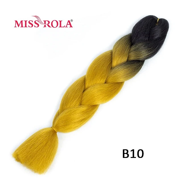 Miss Rola Synthetic Support Wholesale 100g 24 Inch Jumbo BraidsPink Green Yellow High Temperature Fiber Ombre Hair Extensions B10
