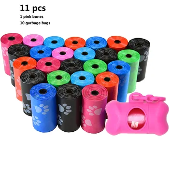 

11pcs Degradable Pet Dog Waste Poop Bag With Printing Doggy Bag Degradable Pet Waste Clean Poop Bags Dog Up Clean Bag