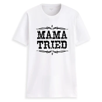 

Hillbilly CMK127 MAMA TRIED Short Sleeve Cotton T shirts Cool 80s' 90s' Mother Harajuku Casual T-shirts Women Shirts Tees & Tops
