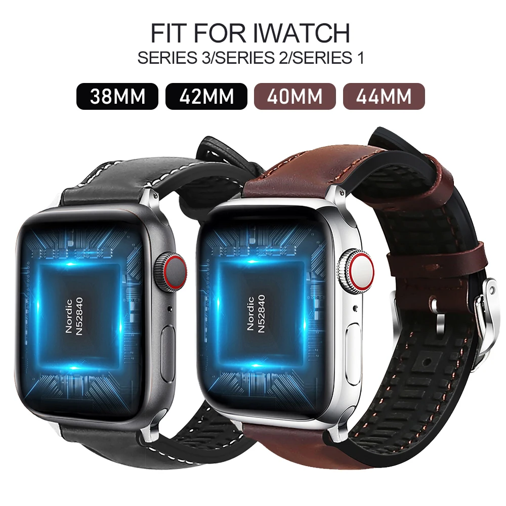 Коричневый кожаный ремешок на петлях подходит для apple watch series 2 3 4 5 6 iwatch мужской 38