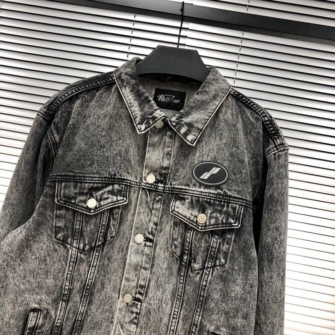 black 20SS WELLDONE джинсовая куртка Последняя осень зима хип хоп джинсовая куртка для мужчин и женщин оверсайз уличная куртка kaney west We11 Done - Цвет: black