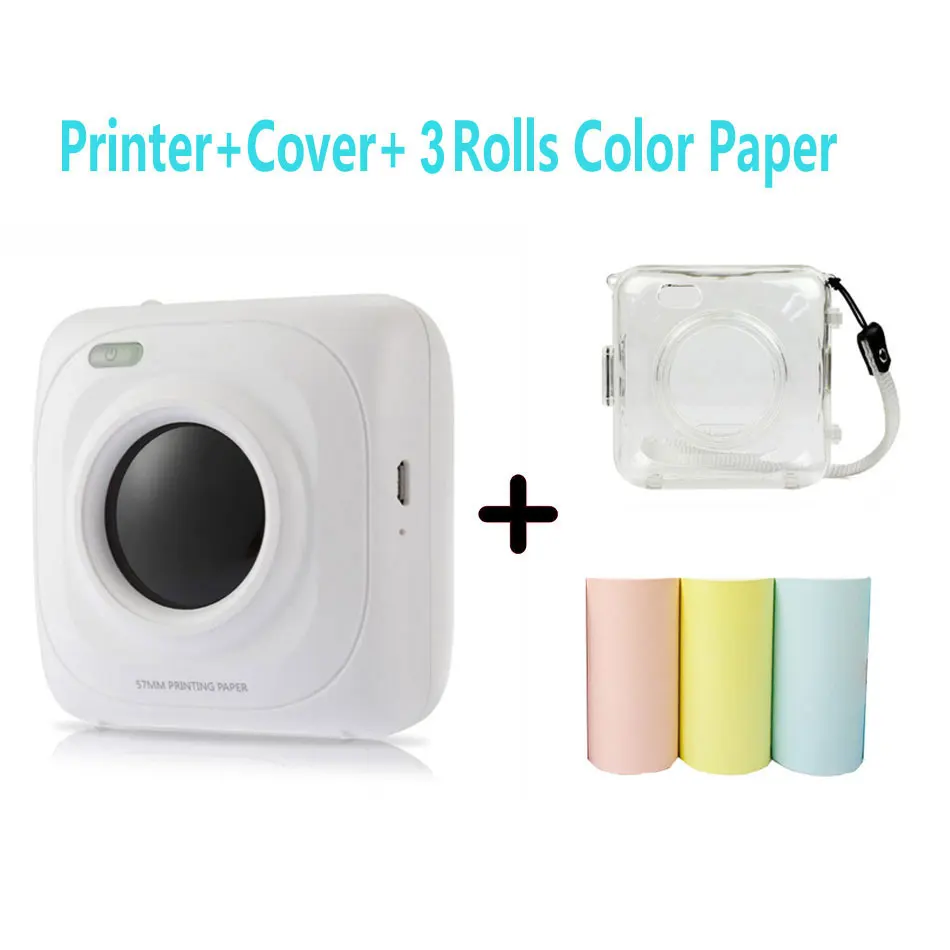 P1 1 Cover 3 Paper Portable Bluetooth Printer Photo Printer Mini Printer Portable Pictures Printer for Mobile Phone Android iOS Windows - Цвет: P1 1 Cover 3 Paper