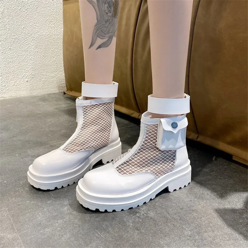 Botines transpirables de verano para mujer, cuñas de malla huecas, zapatos de tendencia a la moda con fondo grueso, gran oferta, 2021