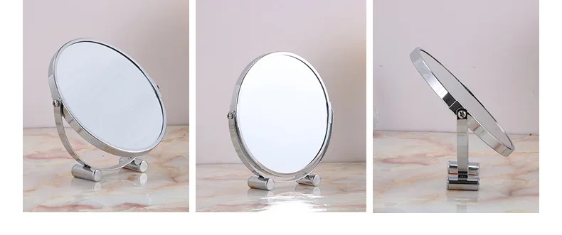 Desktop Double-Sided Makeup Mirror 3 Times Amplifier Beauty Metal Small Mirror Bathroom Dresser Hairdressing Mirror Manufacturer