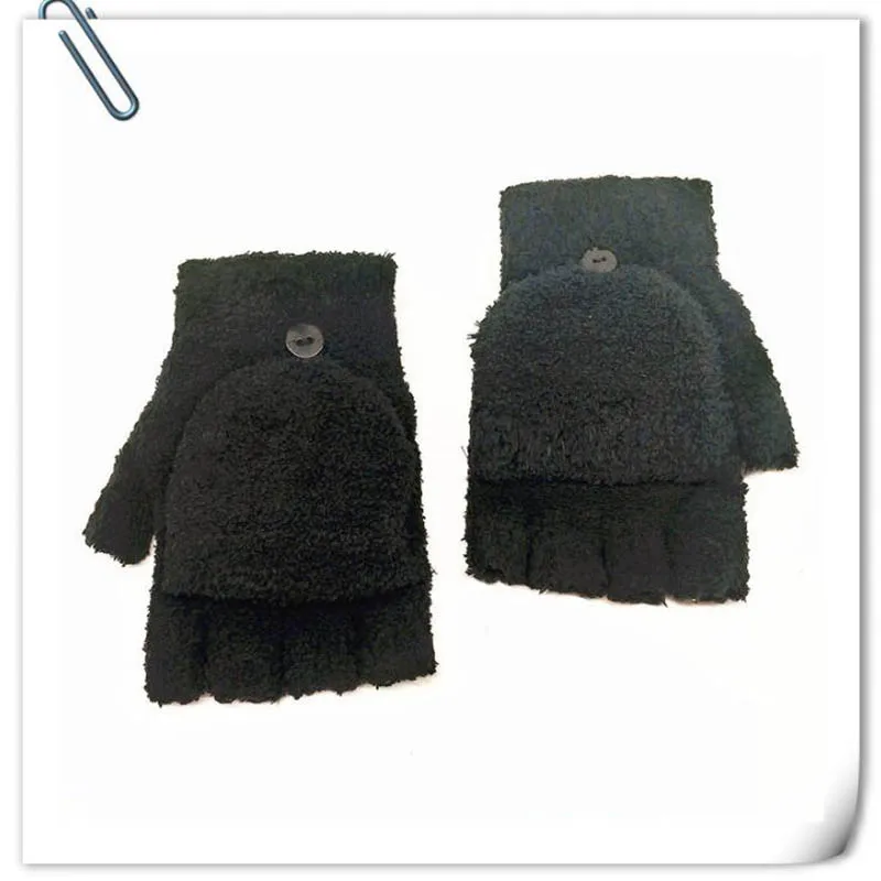 I18 Black Calymel, модные, для холодной погоды, женские перчатки, для взрослых, для рук, теплые, из искусственного меха, без пальцев, зимние, флип-топ, рождественские подарки - Цвет: I18 Black
