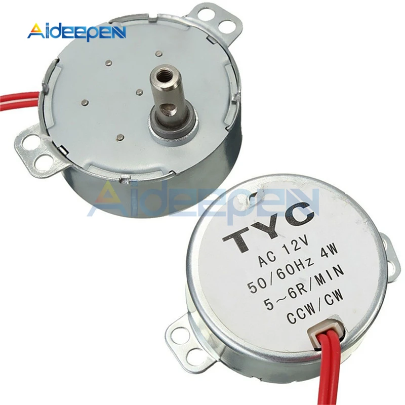 TYC-50 переменного тока 12V AC 220-240V 50/60 Гц 4 Вт синхронный двигатель 5-6 об/мин прочный высокий крутящий момент с заглушкой по часовой стрелке против часовой стрелки