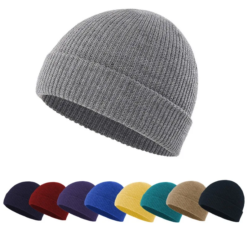 Winter Warm Beanies Casual Short Thread Hip Hop Hat Adult Men Beanie Female Wool Knitted Beanie Skull Cap Elastic Hats Unisex white skully hat