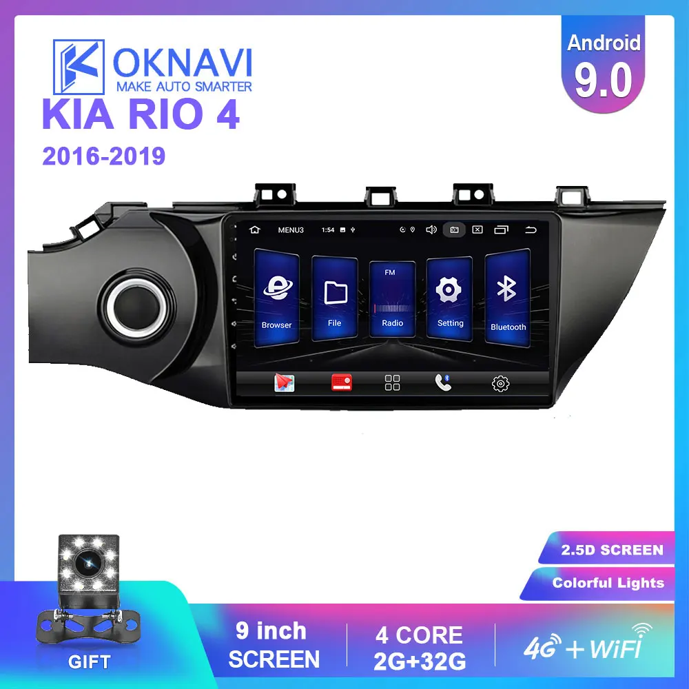 OKNAVI 4G LTE Android 9.0 IPS For KIA K2 Rio 4 2016-2019 k2 Car dvd Radio Multimedia Video Player GPS Navigation WIFI