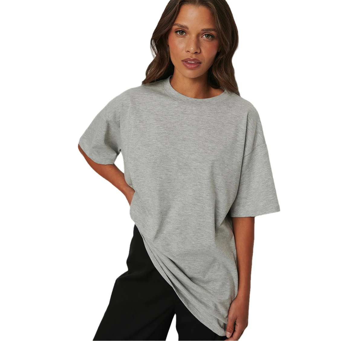 

Female Gray O-Neck Cotton Shirt Unisex Tee