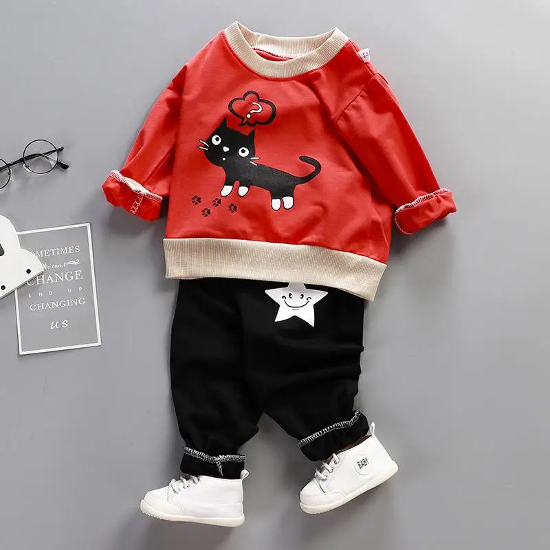 

ZWF801 Children Spring Clothing Long Sleeved Cartoon Animal Clothes Suit Kids Boys Coat + Trousers 2pcs Set 2-10Y Cotton Outwear