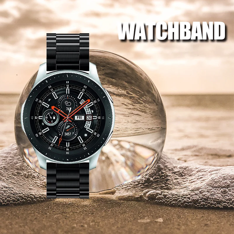 Браслет из нержавеющей стали сменный ремешок аксессуары для samsung Galaxy Watch 46 мм EIG88 - Цвет ремешка: Черный
