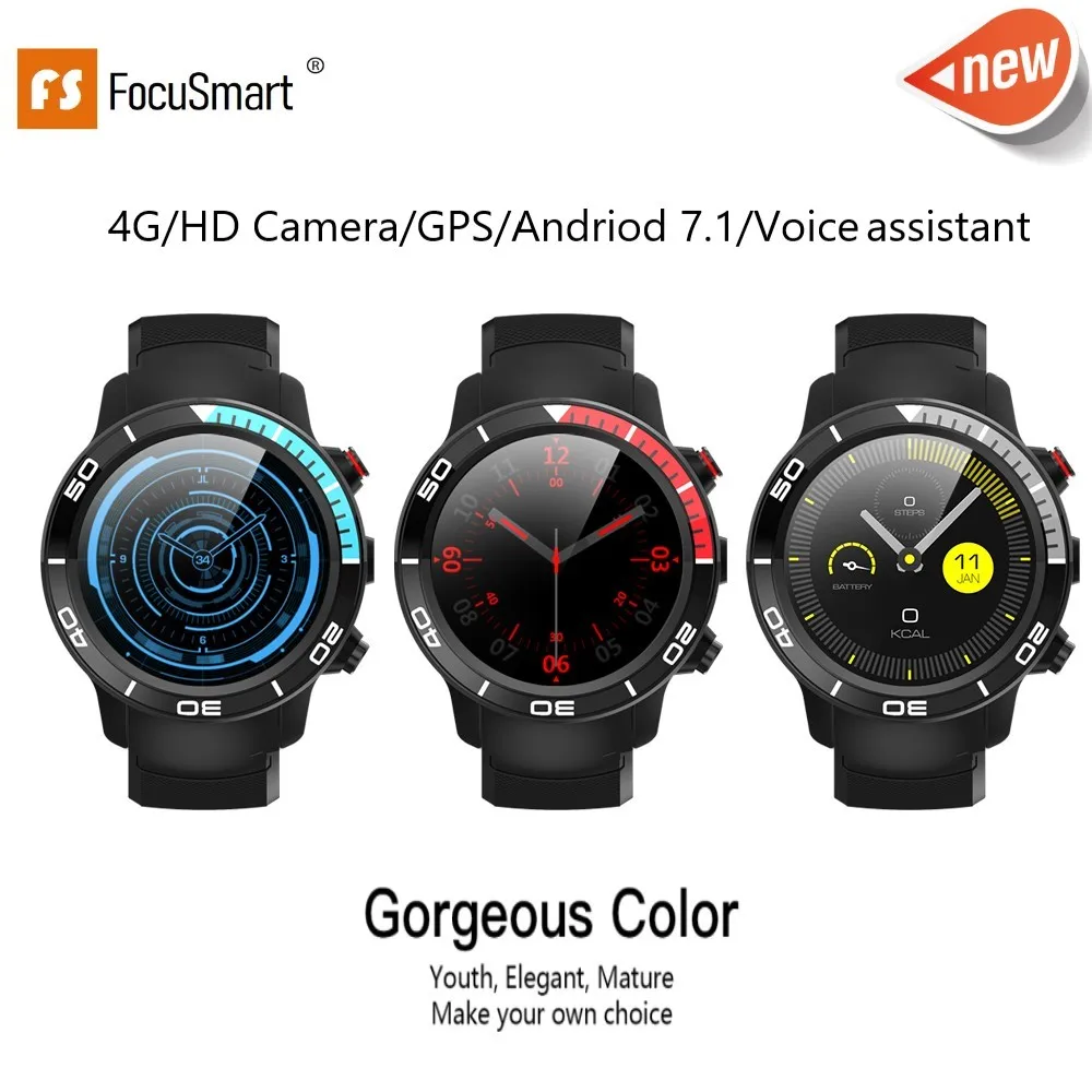 

FocuSmart New 4G Smart Watch Android 7.1 Support GPS WIFI 5MP Camera Video Call Air Pressure IP68 waterproof Smartwatch For Men