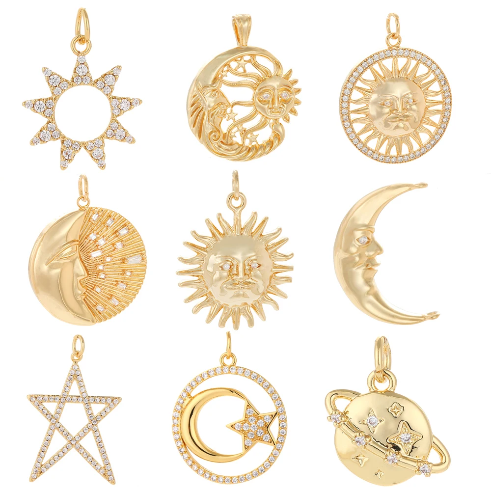 120/400pcs Retro style moon and star Charm Pendant DIY Jewellery crafts 19X16mm