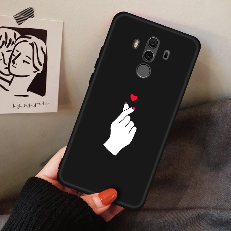 Черный чехол с рисунком для телефона Huawei Mate 10 P20 Lite Pro P8 P9 P10 2017 Nova 2i Honor 8 мягкий