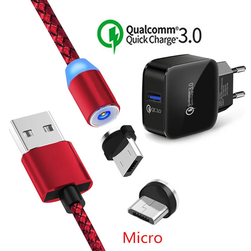 

Magnetic Micro USB Charge Cable QC 3.0 Fast charger For Samsung A10 S4 J6 A6 A7 2018 Xiaomi 7A Redmi 6A 4X 6 Note 5 Realme 3 Pro