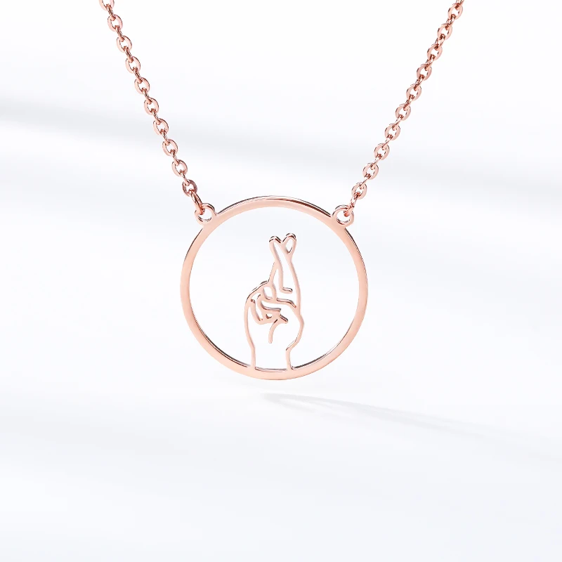 6 Ожерелье с языком жестов, золотая цепочка из нержавеющей стали I Love You, жесты на руку, колье для женщин, ожерелье, ювелирные изделия для дружбы - Окраска металла: 6