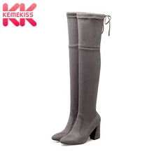 KemeKiss/женские облегающие высокие сапоги; модная женская обувь из эластичного материала; женские ботфорты на высоком каблуке; Прямая поставка; обувь; Размеры 33-46