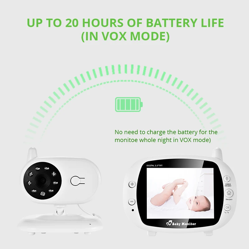 3.5 inch Video Wireless Baby Monitor VOX Security Camera Nanny IR Night Vision Voice Call Babyphone