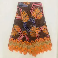 Высокое качество хлопок французский шнур кружева ткани вышивка цветочный узор Африканский воск батик ткань для красивой одежды! O-4600