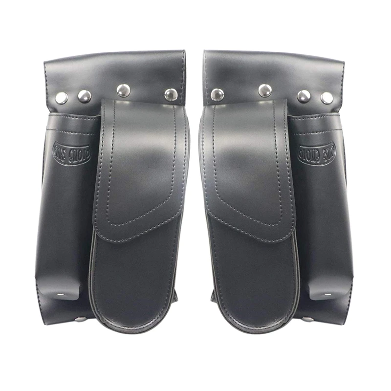 

Motorcycle Pu Leather Left Right Side Saddlebag Guard Bag with Water Drink Bottle Holder for Harley Touring Electra Street Tri G