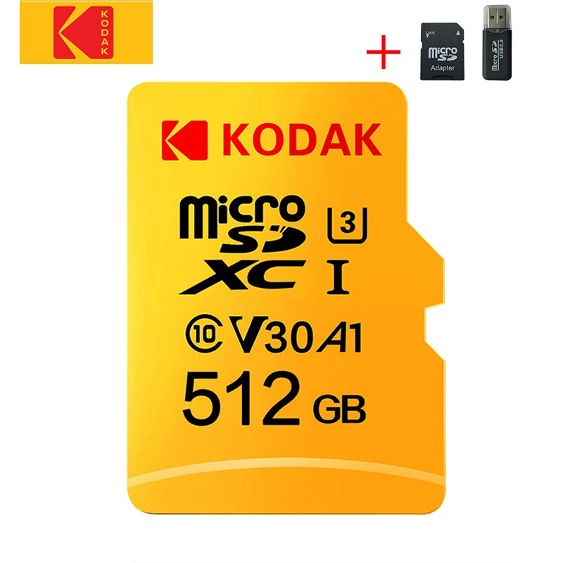 U3 512GB-Adpter-CR Карта памяти KODAK U3 32 ГБ Micro SD 128 Гб Micro SD карта 256 ГБ TF карта 64 ГБ 512 ГБ sd-карта класс 10 tarjeta Micro SD 4k флэш-карта - Емкость: U3 512GB-Adpter-CR