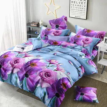 

47 4Pcs/Set Fashion 3D Printed Bedding Set Sheet Quilt Cover Pillowcases Wedding Housewarming Decoration